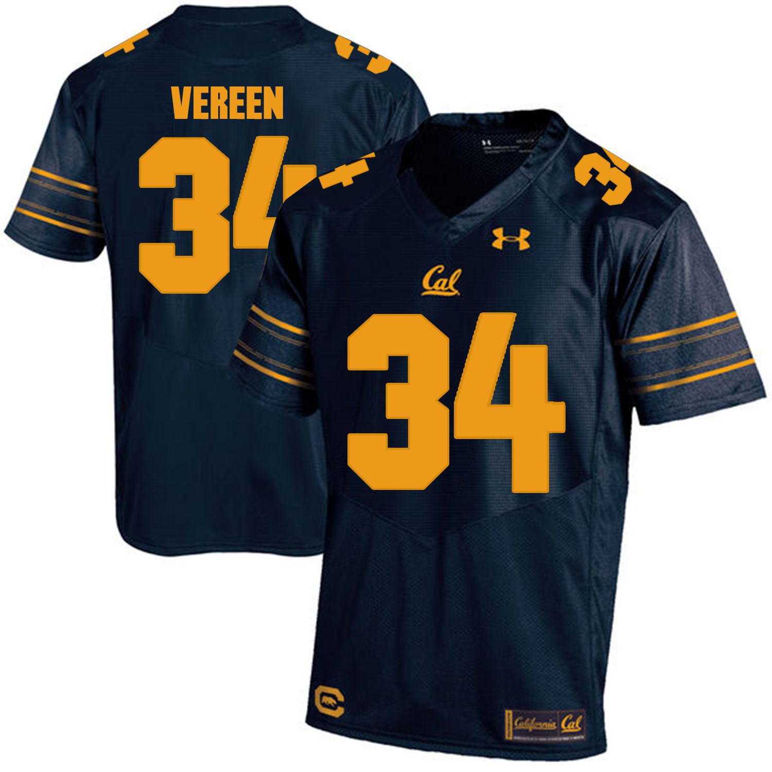 Men California Golden Bears #34 Shane Vereen Dark blue Customized NCAA Jerseys->customized ncaa jersey->Custom Jersey